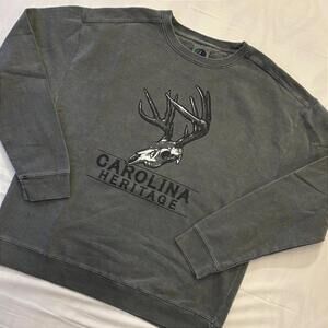 🦌 Carolina Heritage Deer Skull Sweatshirt M Southern Gothic Dark Grunge